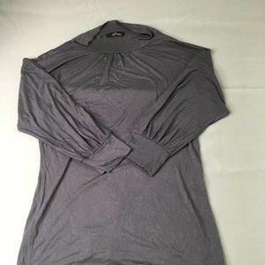 Bleev Womens Shirt Gray Large Long Sleeve Tshirt high Neck Casual Comfort #0426